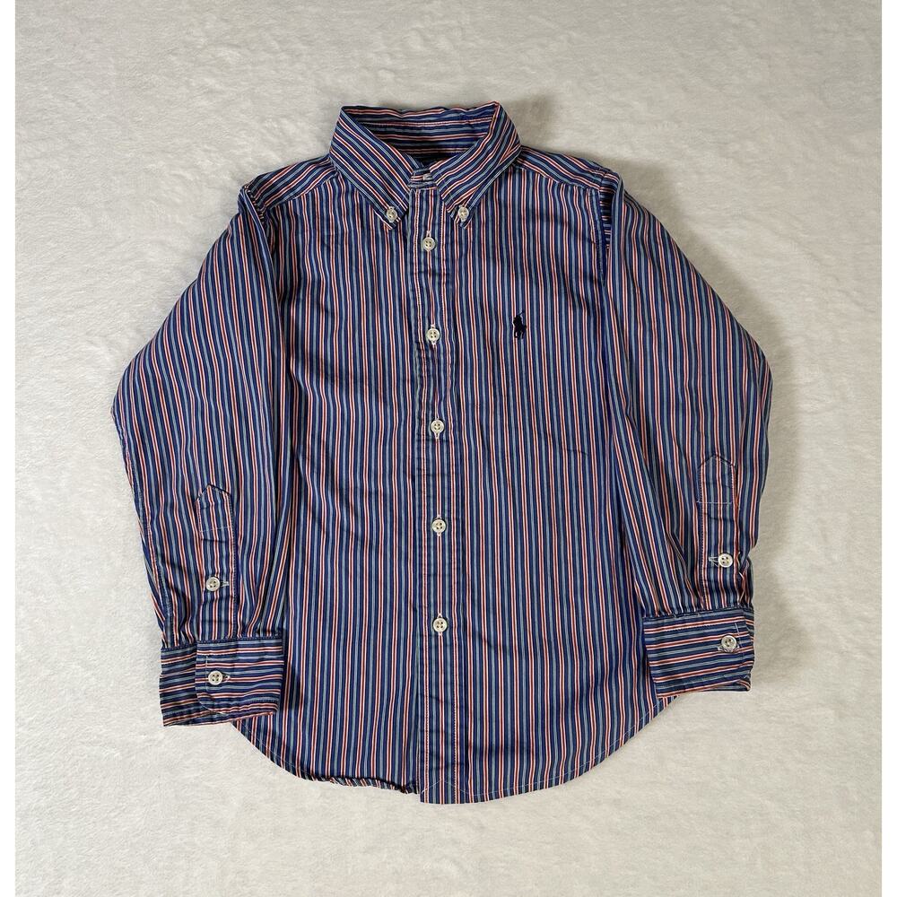 Ralph Lauren Boys Button Down Long Sleeve Striped Shirt Size 4T Preppy Prep